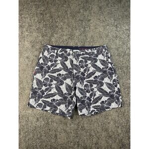 Rhone Resort Shorts Mens 35 Navy Hibiscus Tropical Floral Print Seersucker 7"